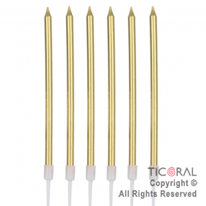 VELA METALIZADA 10,5 CM ORO x 6